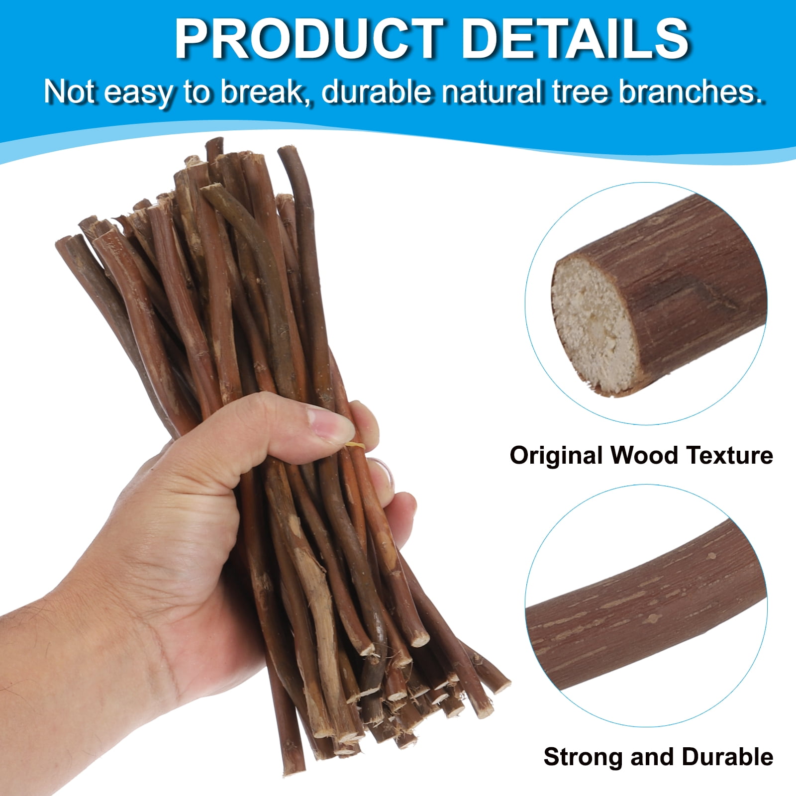 Uxcell 50 Pcs / 2 Size Wood Log Sticks, 0.2-0.5inch inch in Diameter Natural Wood Craft Sticks, Dried Wood Sticks Decorative Wood Branch Sticks for DIY Crafts Accessory Photo Props, Brown