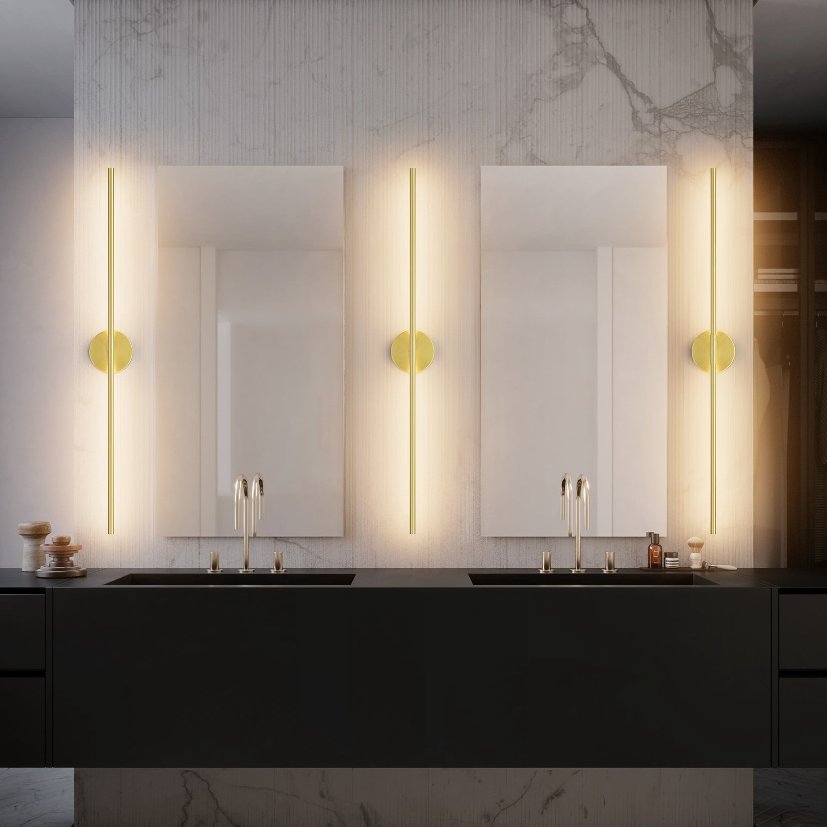 Ralbay 40Inch Gold Wall Sconces Set of Two,360° Rotate  Gold Vanity Light 3000K for Bathroom, Living Room(2 Pack)