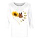 thumbnail image 3 of Tops de Cuello Redondo para las Mujeres Moda Impresa 3/4 Mangas Blusa Casual Top, Estante de Imitación, 3 of 5