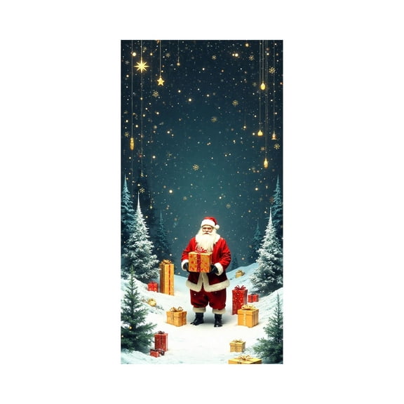NIUBWJL 35 X 72 Inch Christmas Door Cover Christmas Door Curtain Christmas Day Door And Wall Decoration Festival Party Decoration