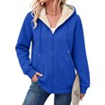 thumbnail image 2 of Lumtrix Women'S Sherpa Lined Full Zip Hoodie Warm Fleece Hooded Sweatshirt Casual Trendy Winter Thick Coat With Pocket Royal Blue XL, 2 of 9