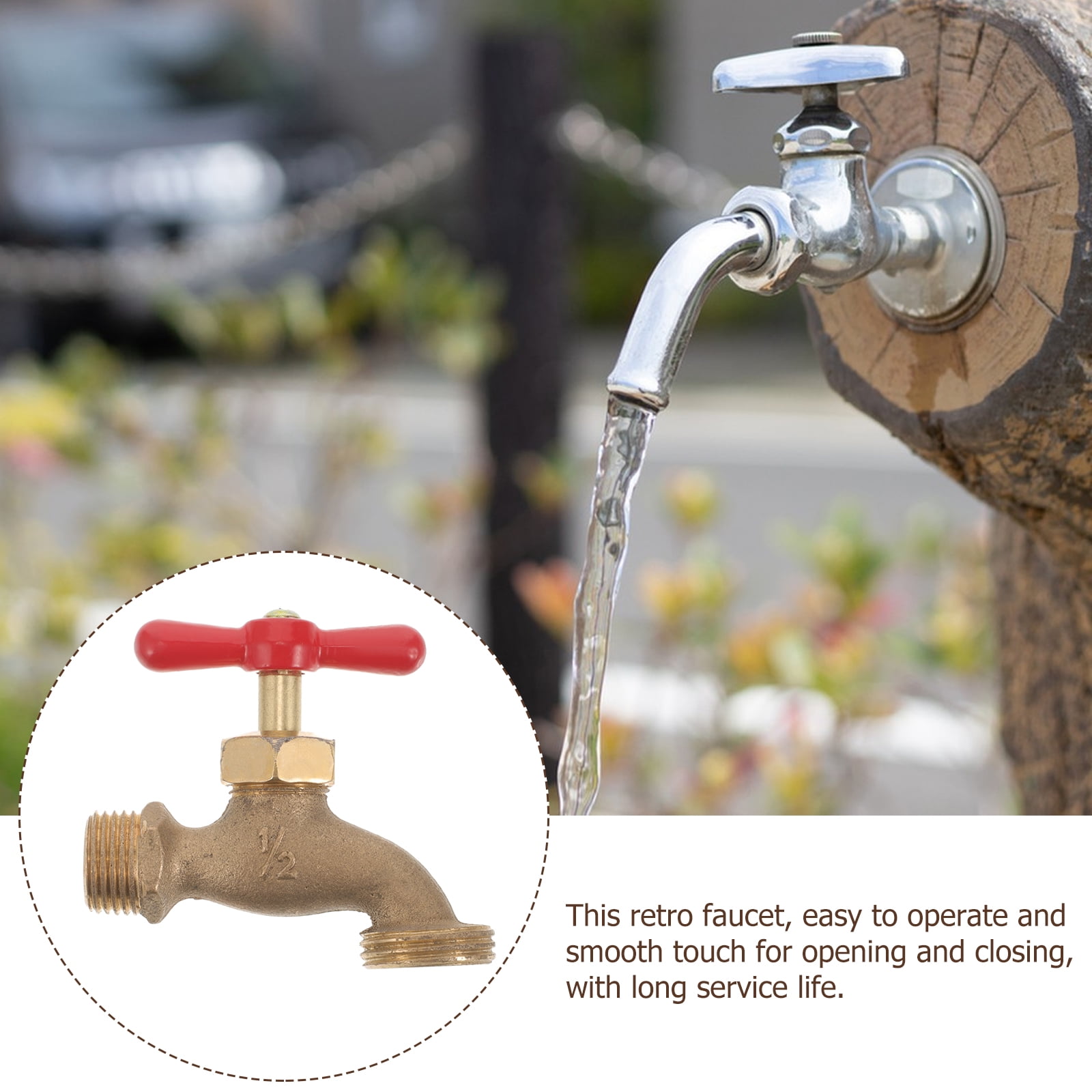 4pcs Outdoor Faucet Vintage Outdoor Water Spigot Copper Slow Faucet for Garden and Yard