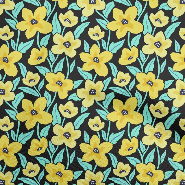 oneOone Velvet Medium Yellow Fabric Floral Sewing Craft Projects Fabric Prints By Yard 58 Inch Wide