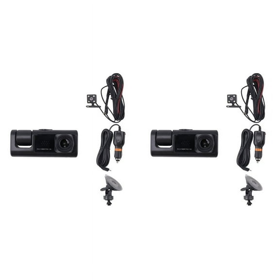 2X 3 Channel Car DVR Camera , 1080P Dash Camera 3 Way Car Camera with IR Night Vision, Loop Recording, Parking Monitor