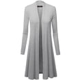 thumbnail image 4 of Made by Johnny Women's Solid Long Sleeve Open Front Long Cardigan L HEATHER_GREY, 4 of 6