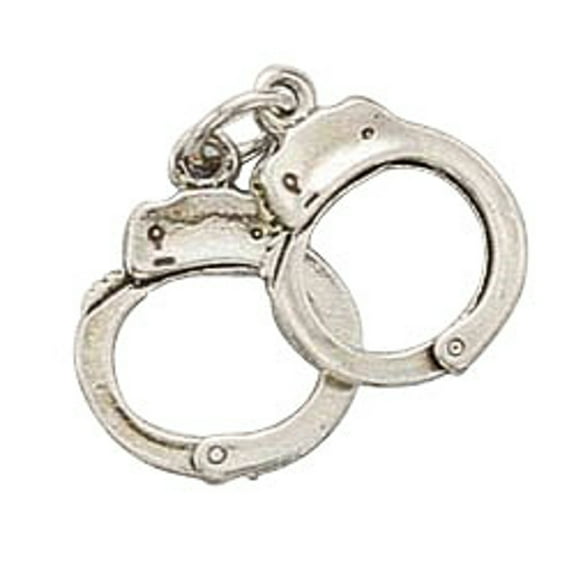 Sterling Silver 16" .8mm Box Chain 3D Moveable Handcuffs Pendant Necklace