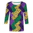thumbnail image 4 of RKSTN Mardi Gras 3/4 Length Sleeve Womens Tops Oversized Crewneck Carnival Graphic Printed Three Quarter Sleeve T Shirt Women Casual Round Neck Funny Tuesday Carnival Party Loose Short Sleeve Shirt, 4 of 6