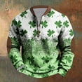 thumbnail image 4 of Penkiiy Men's St. Patrick's Day Printed Top Half Zipper Long Sleeved Top Long Sleeved Round Neck Top Shirt M Multicolor, 4 of 5