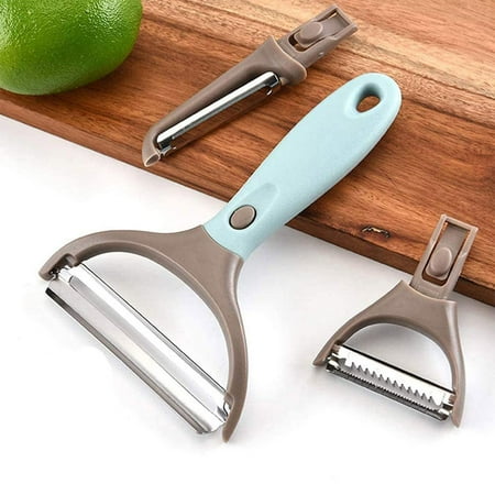 

VIVEFOX 3 Piece Peeler Set - Stainless Steel Trio Vegetable and Fruit Peeler - Interchangeable Multifunctional Cutter Slicer