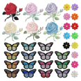 thumbnail image 1 of Paquete de 34 parches de mariposas rosas compatibles con chaquetas, jeans y manualidades, 1 of 5