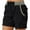 Black, variant on Plus Size Womens Khaki Shorts Cotton Cargo Wide Leg Color Block Black Lightweight Womens Shorts with Pockets