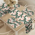 thumbnail image 2 of Ambesonne Jungle Table Runner & Placemats, Exotic Flora and Leaves, Placemat 4 pcs + Runner 12"x72", Army Green Coral Ivory, 2 of 2