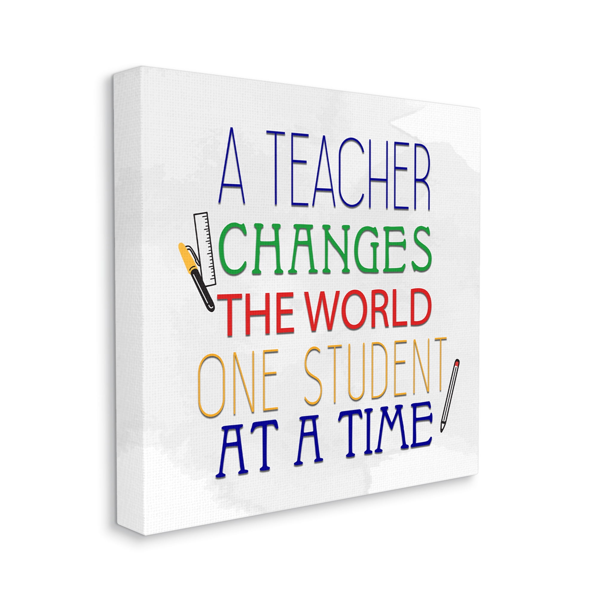 Stupell Teacher Changes The World Phrase Inspirational Painting Gallery Wrapped Canvas Print Wall Art