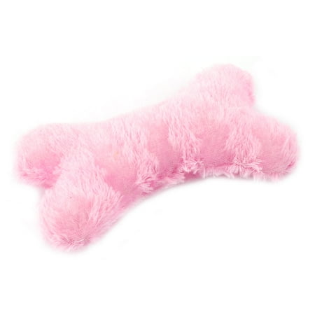 Bone Pet Toy - Plush Covered Bone Shape Pet Dog Doggie Yorkie Playing Squeaky Toy Pink