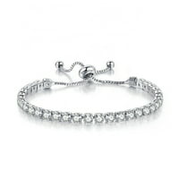 PJ Jewelry 18k White Gold 6 Cttw Created White Sapphire Round Adjustable Tennis Bracelet