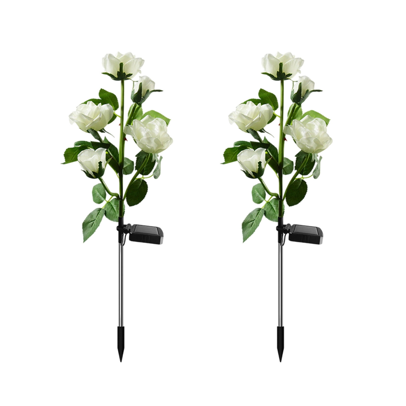 Solar Garden Lights Outdoor, 2 PackSolar Flower Lights Outdoor Waterproof with 16 Rose, 2 Modes Realistic Rose Flower for Yard, Pathway, Garden Decor & Gardening Gift