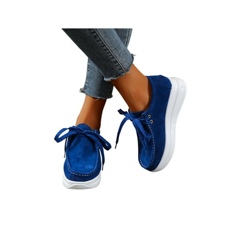 

Gomelly Women Walking Shoes Wedge Sneakers Round Toe Platform Sneaker Adjustable Casual Shoe Driving Outdoor Blue 10