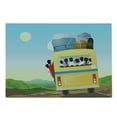 thumbnail image 2 of Cartoon Cutting Board, Yellow Bus Full of Passengers and Luggage Driving in Meadows Warm Spring Day, Decorative Tempered Glass Cutting and Serving Board, Large Size, Multicolor, by Ambesonne, 2 of 4