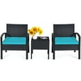 thumbnail image 6 of GVN 3 Piece Patio Conversation Bistro Set, Balcony Furniture Outdoor Rattan Patio Chairs Set with Side Table, Rattan Patio Set for Garden Porch Yard, Turquoise, 6 of 10