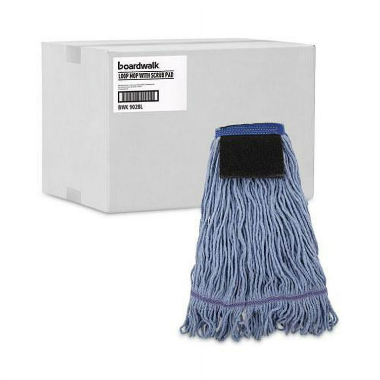 Mop Head, Loop-End, Cotton With Scrub Pad, Medium, 12/Carton Mop Head, Loop-End, Cotton With Scrub Pad, Medium, 12/Carton