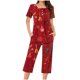 thumbnail image 2 of Puntoco Conjunto de pijama cómodo para mujer, con estampado navideño, cuello redondo, botones, manga corta y pantalón con bolsillos y cintura elástica, 2 of 5