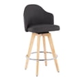 thumbnail image 2 of Ahoy Contemporary Fixed-Height Counter Stool With Natural Bamboo Legs And Round Chrome Metal Footrest With Charcoal, 2 of 7