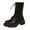 Black, variant on Rokment Fall Winter Platform Mid Calf Combat Boots for Women Fashion Casual Leather Side Zip up Chunky Riding Ankle Booties Black White Black Size 6