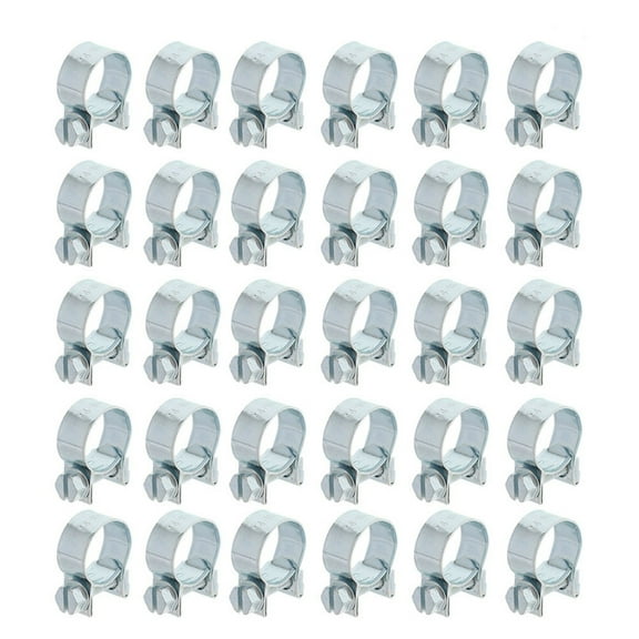30-Pack 3/8in Fuel Injection Gas Line Hose Clamps Clip Pipe Clamp Assortment Kit for Plumbing, Automotive and Mechanical Applications