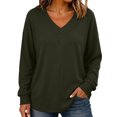 thumbnail image 4 of Tqcoqu Women's Ribbed V‑Neck Sweatshirt, Loose Long Sleeve Knit‑Like Pullover Casual Loungewear Top, 4 of 9