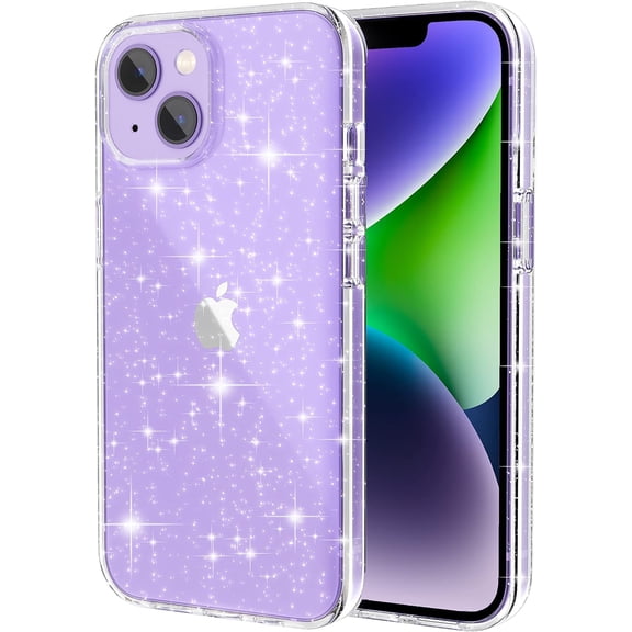 Phone 14 Plus Case, Slim Fit Glitter Bling Sparkly Design for Women and Girls, Anti-Scratch Shockproof Protective Flexible Bumper Cover for iPhone 14 Plus 6.7-inch 2022, Glitter Clear