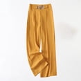 thumbnail image 2 of Women's Casual Business Pants High Waist Wide Leg Solid Color Deco Metal Chain Comfy Lightweight Suit Pants, 2 of 6