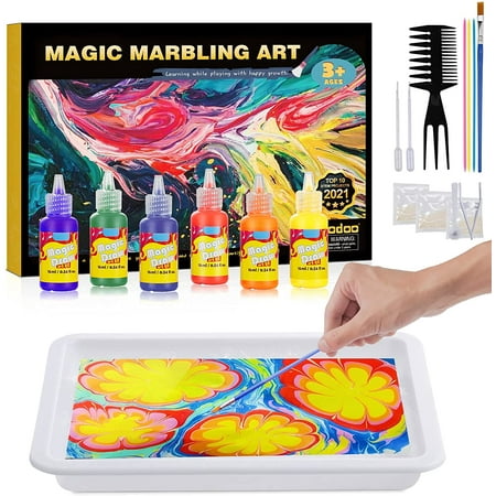 Coodoo 6 Colors Magic Drawing Marbling Paint Art Kit for Kids, Arts and ...