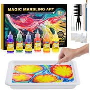 Coodoo 6 Colors Magic Drawing Marbling Paint Art Kit for Kids, Arts and Crafts for Girls & Boys Ages 6-12, Craft Kits Art Set, Water Art Paint Set, Marble Painting for Kids & Adults
