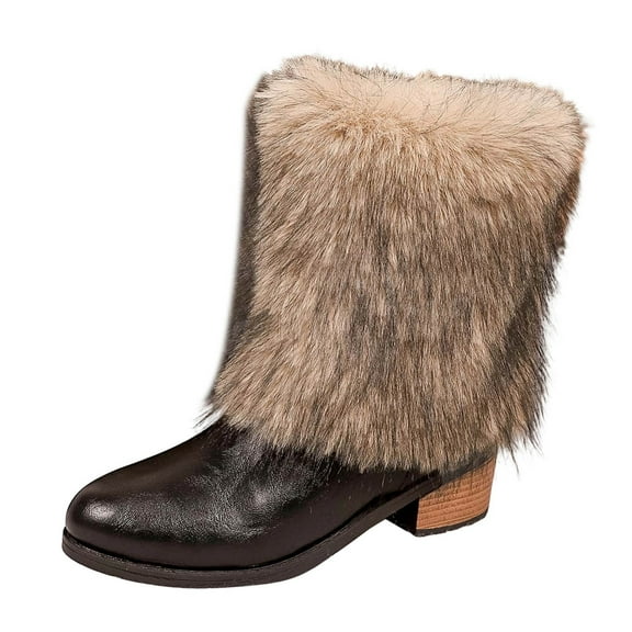 Winter Warm Shoes Snow Boots for Women Winter Lined Boots Short Boots Warm Thick Heel