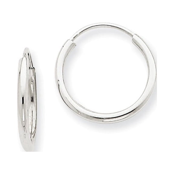 14k White Gold 1.5mm Polished Endless Hoop Earrings - .5 Grams - Measures 12x12mm Wide 1.5mm Thick