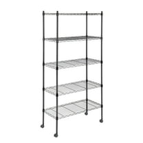 Heavy Duty 5-Tier Shelving Units Adjustable, Wire Shelf with 800 lbs Capacity with Wheels & Leveling Feet,24" D x 14" W x 59 "H, Black