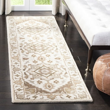 SAFAVIEH Royalty Corine Floral Bordered Runner Rug, Beige/Sage, 2'3" x 7'