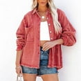 thumbnail image 5 of Lindreshi Shackets for Women with Pockets Women's Casual Washed Worn Hole Loose Jacket Oversized Jacket Boyfriend Long Sleeve Jacket, 5 of 8
