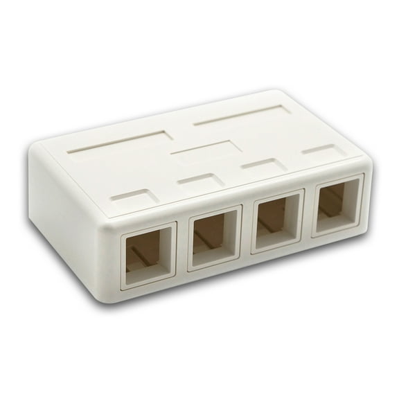 ACCL 4 Port RJ45 Surface Mount Box White (Box Only), 1 Pack