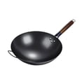 thumbnail image 4 of Wok Pan Wok chino con mango de madera Utensilios de cocina para hervir Cocina de inducción universal a gas Sartén salteada Wok de fondo 32 cm, 4 of 8