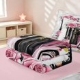 thumbnail image 5 of Erosebridal Chic Cosmetics Zipper Queen Comforter Set with Fitted Sheet and 2 Pillowcases, Girls Fashion Zipper Bedding Set, Pink Reversible, 5 of 7