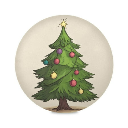 

Round Plate Mat 15.4x15.4 Inchesx6 Placemat Table Mat Kitchen Mat Coffee Mat Fabric Thick Strong Wear-Resistant Heat Resistance Beautiful Christmas Tree1