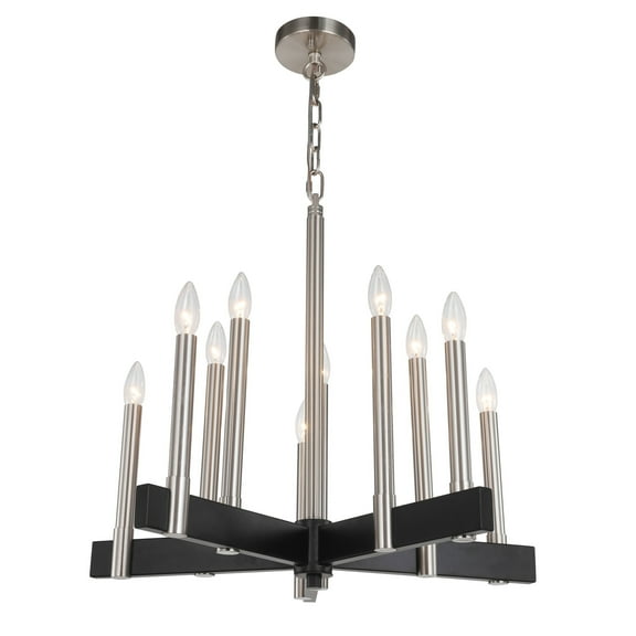 Woodbridge Lighting Garrett 10-Light Metal Chandelier in Antique Nickel