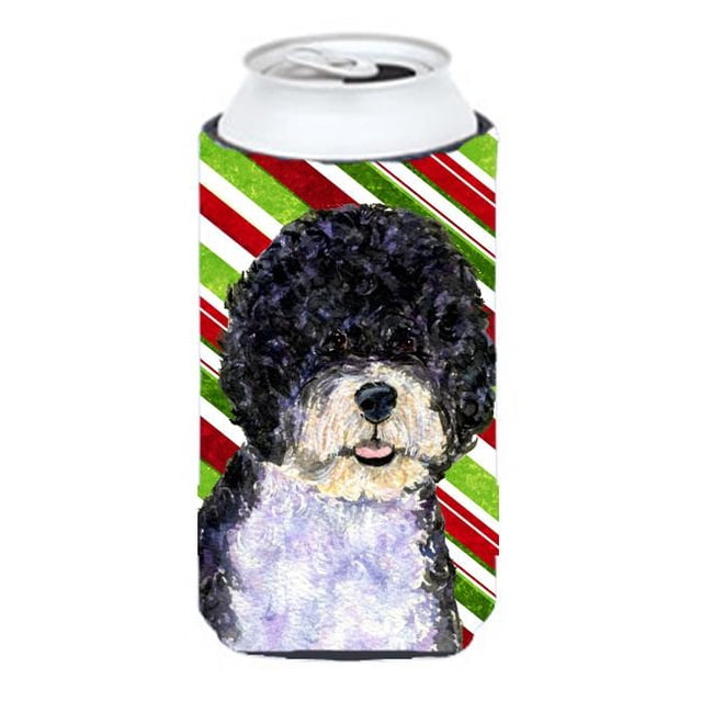 Portuguese Water Dog Candy Cane Holiday Christmas Tall Boy Hugger - 22 To 24 oz.