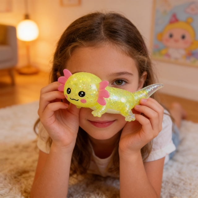 EGNMCR Colorful Sequined Squishyss Maltoses Salamander Funs Stress-relieving Toy Sculpting Fun