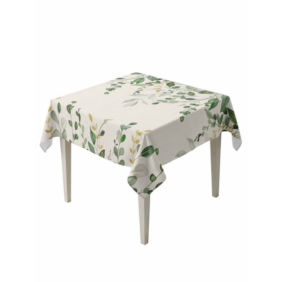 Sage Green Eucalyptus Table Cloth, Waterproof Tablecloth for Square Tables, Farmhouse Weeping Leaves Linen Reusable Washable Fabric Table Cover for Restaurant Kitchen Dining Tables 54"x54"