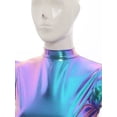 thumbnail image 6 of TiaoBug Women's Metallic Sleeveless Club Disco Holographic Dress Wet Look Pleated Dresses Blue XL, 6 of 7