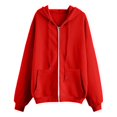 thumbnail image 4 of DHFJKG Oversized Zip Up Hoodie Women Drawstring Long Sleeve Hooded Sweatshirts Casual Track Jackets, 4 of 4