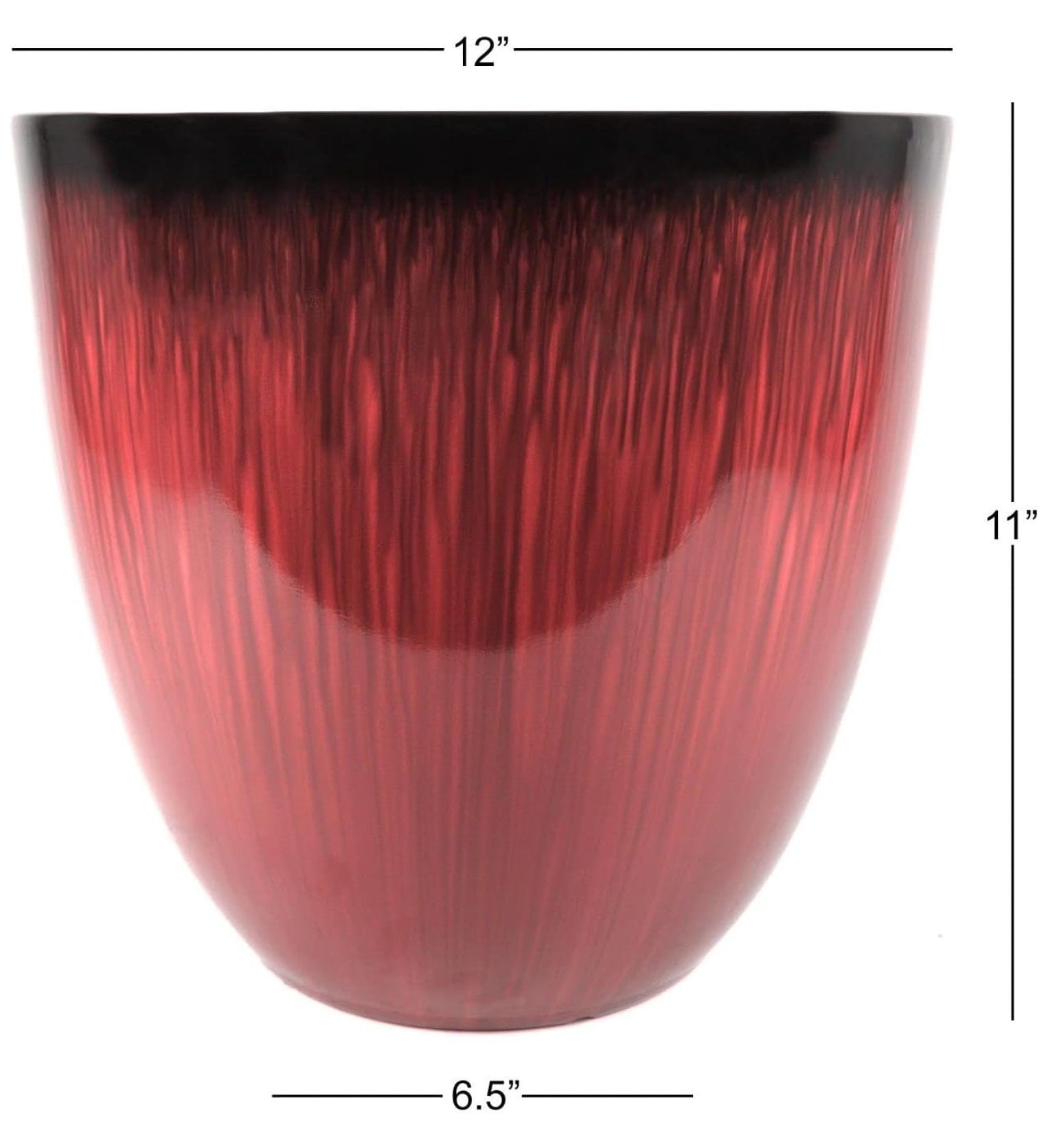 (EPR12-206 Large Egg Shaped Planter - Modern Indoor & Outdoor Decorative Flower Pot/Box (12 Inch, Red Flower)