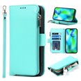 thumbnail image 1 of SaniMore iPhone 14 Pro 6.1" 2022 Case with Wrist Strap Zipper Wallet [Card Slots] Premium PU Leather Skin [Retro Durable] Shockproof Anti-scratch Kickstand Business Cover For iPhone 14 Pro, Green, 1 of 8